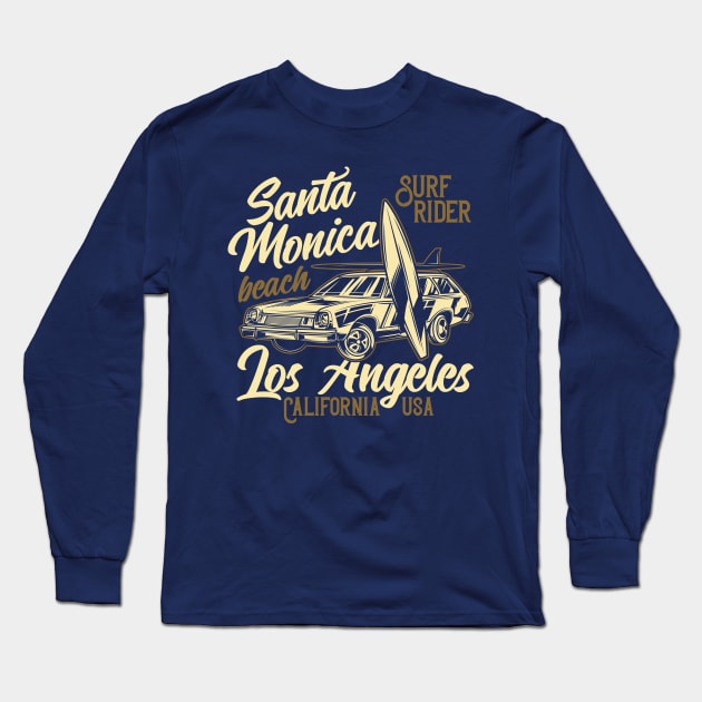 Santa Monica surfing California ride trip ocean vintage Long Sleeve T-Shirt by SpaceWiz95